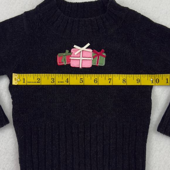 Baby Christmas Sweater 12M Black Knit Pullover Holiday Presents Embroidered - Picture 3 of 10